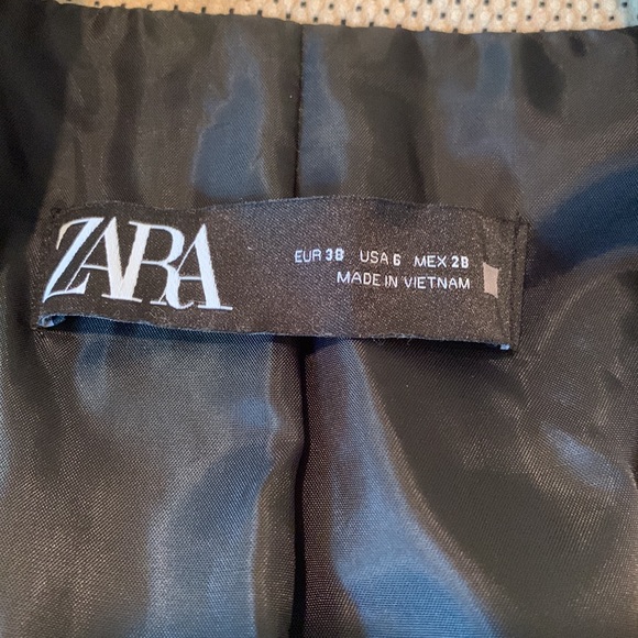 ZARA Tailored Blazer Tan With Black Polka Dots Academia Old Money Neutral Sz 6 - Picture 8 of 12